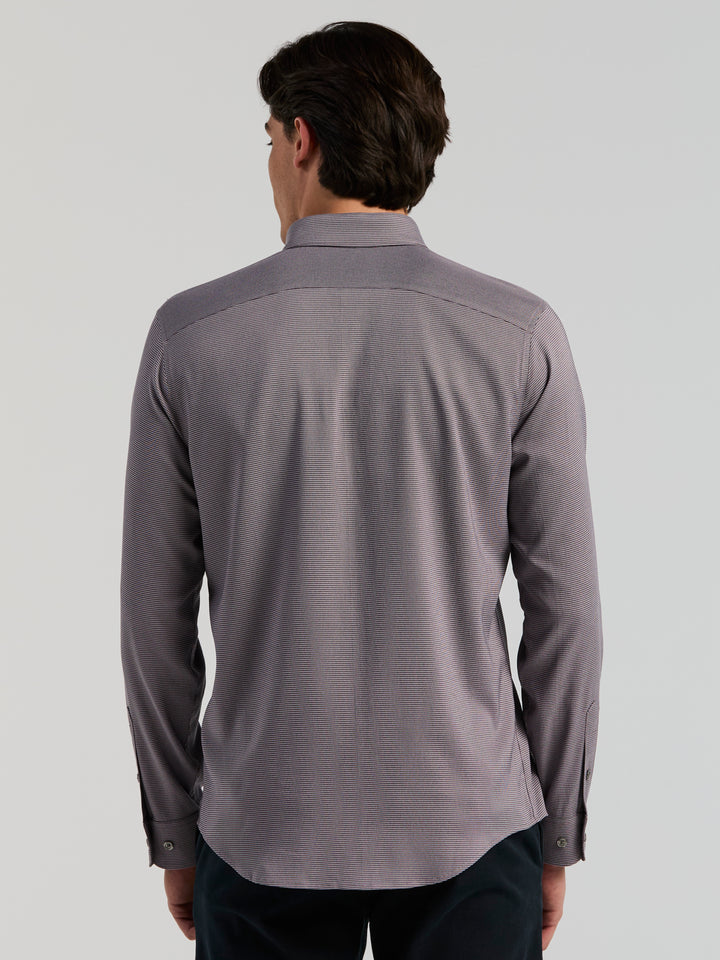 Houndstooth Twill Long Sleeve Shirt (Nightshade) 