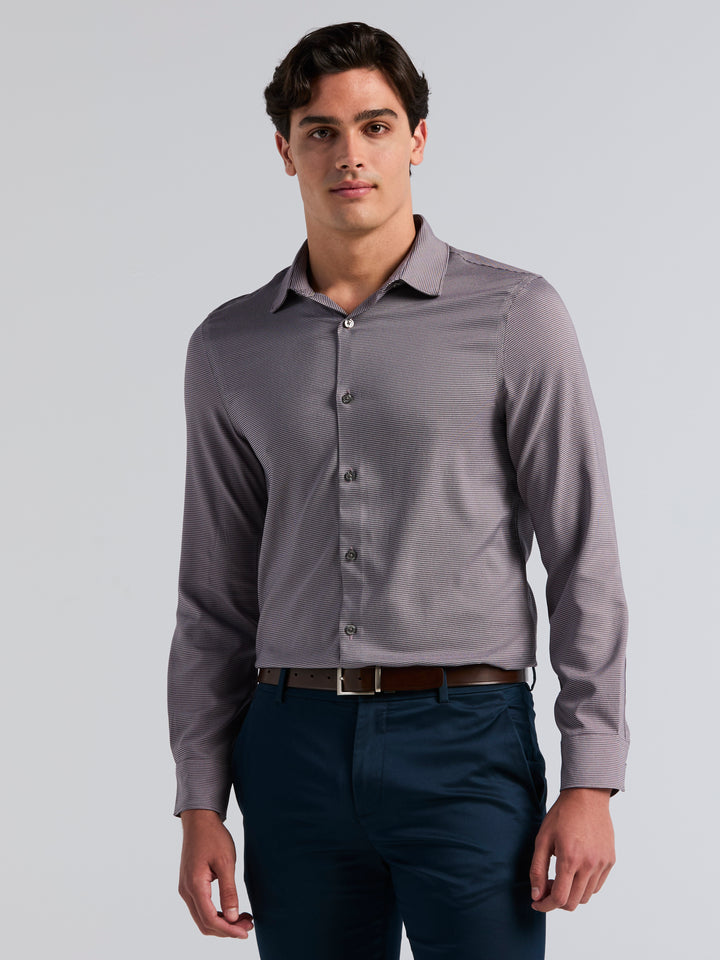 Houndstooth Twill Long Sleeve Shirt (Nightshade) 