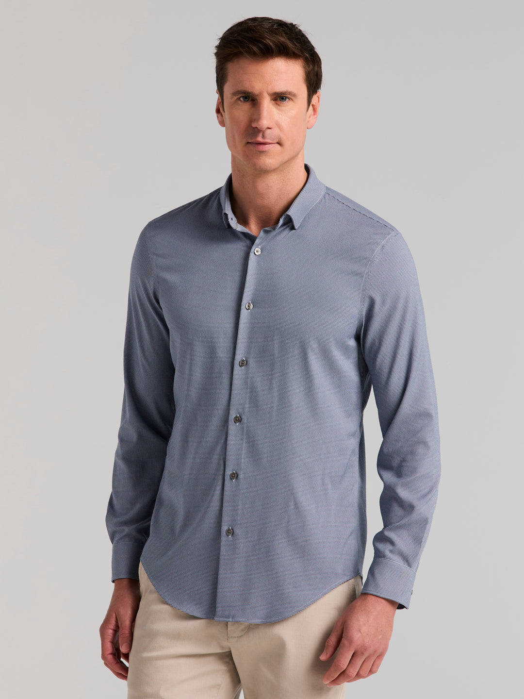 Houndstooth Twill Long Sleeve Shirt (Pageant Blue) 