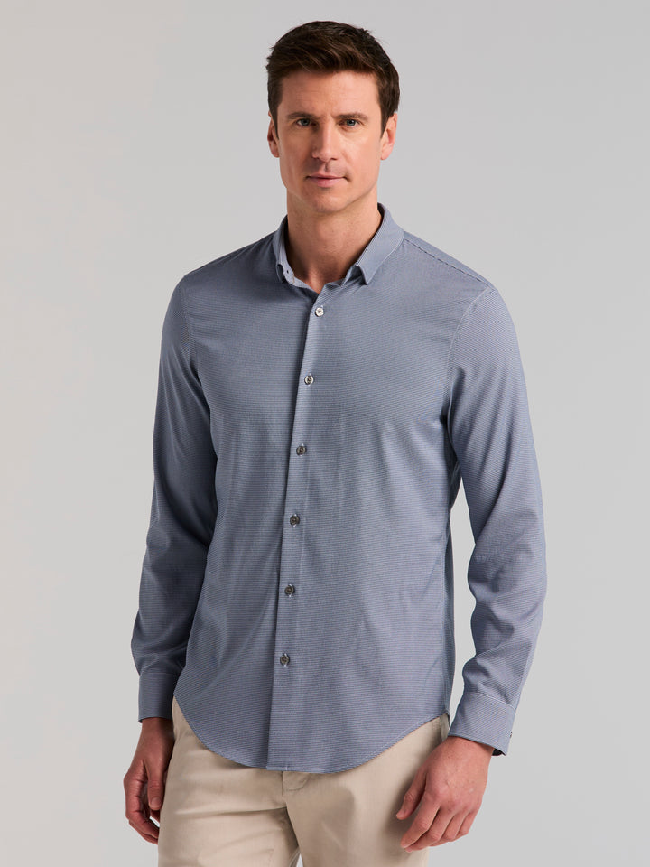 Houndstooth Twill Long Sleeve Shirt (Pageant Blue) 