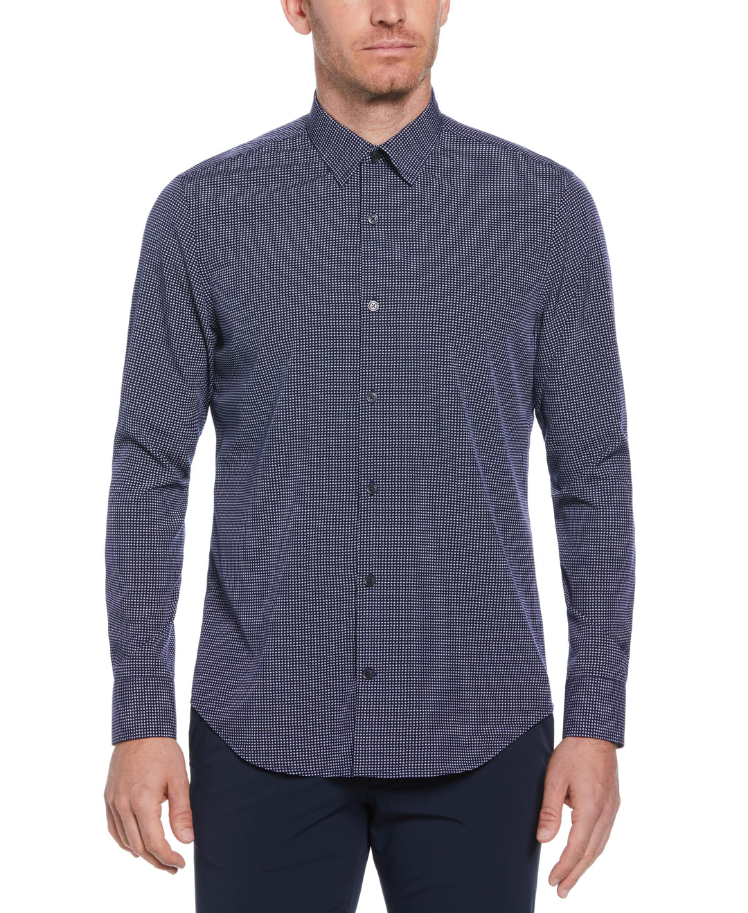 Total Stretch Micro Flower Shirt (Navy) 