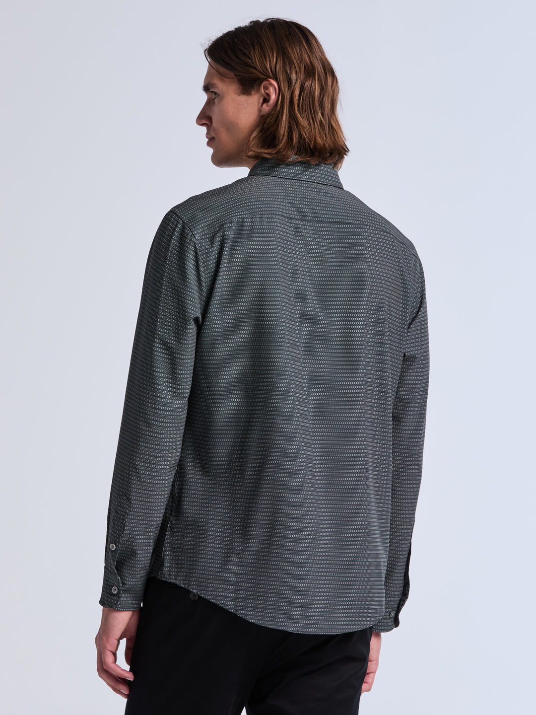 Slim Fit Micro Geo Print Long Sleeve Shirt (Forest River) 