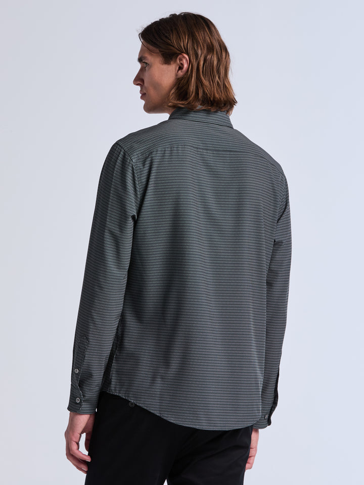 Slim Fit Micro Geo Print Long Sleeve Shirt (Forest River) 