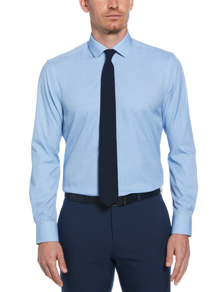 Perry Ellis Outlet Men's Slim Fit Total Stretch Performance Dress Shirt in Black, Size 17/34-35, Polyester/Spandex