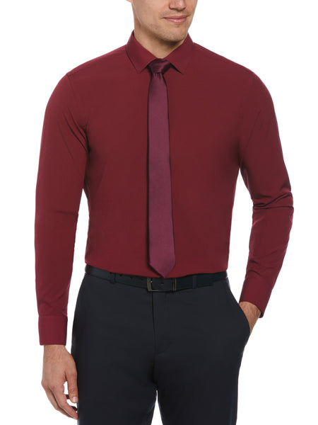 perry ellis stretch dress shirts Perry Ellis Outlet Men's Slim Fit Total Stretch Performance Dress Shirt in Black, Size 17/34-35, Polyester/Spandex