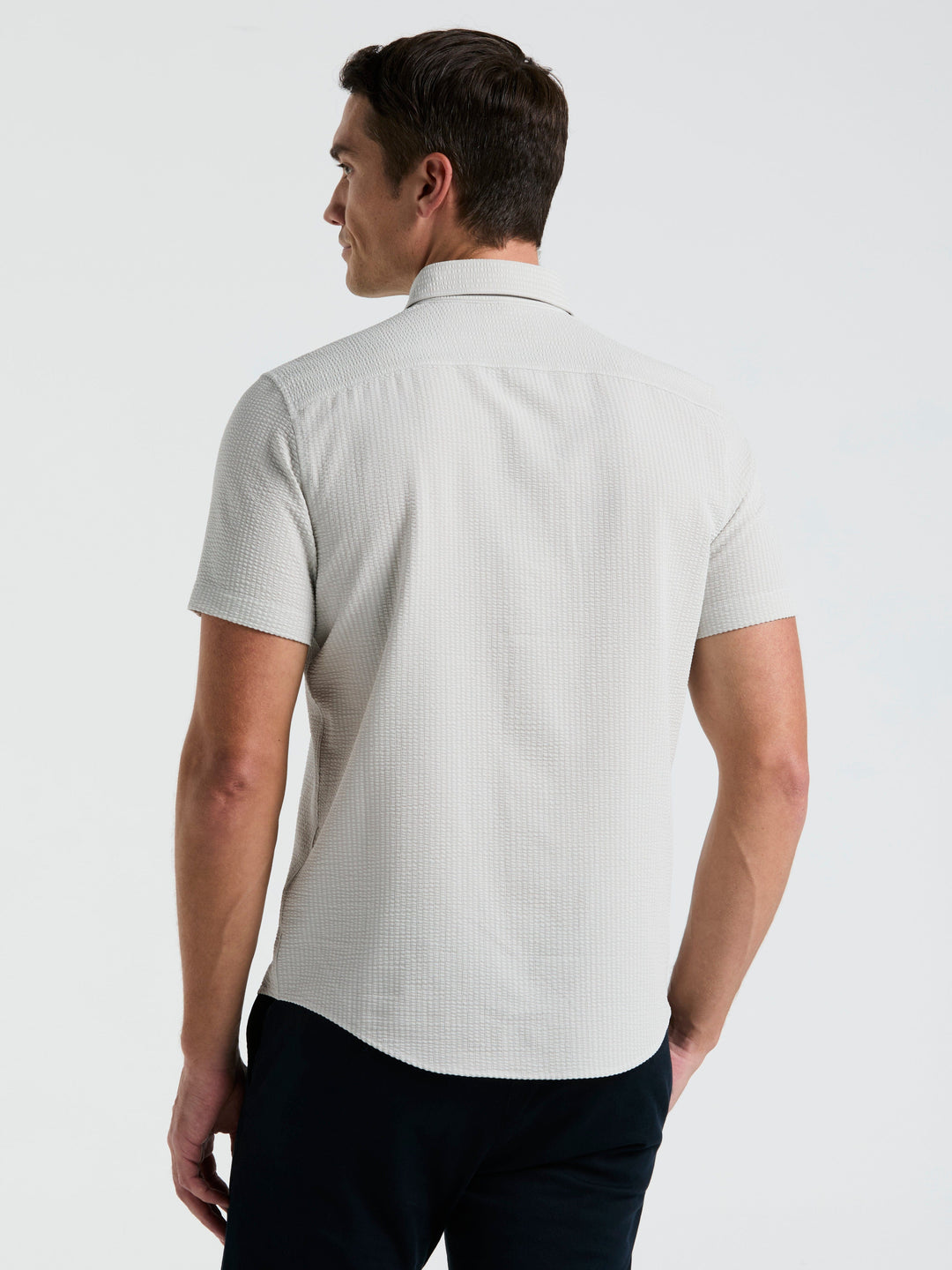 Solid Seersucker Slim Fit Shirt (Moonstruck) 