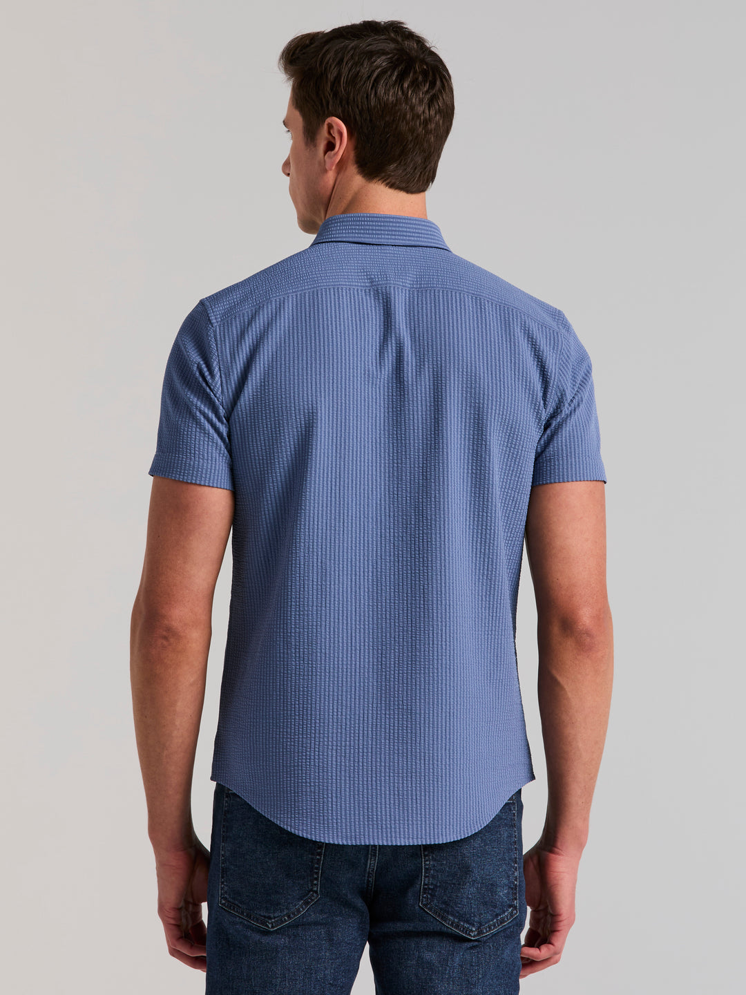 Solid Seersucker Slim Fit Shirt (Coastal Fjord) 