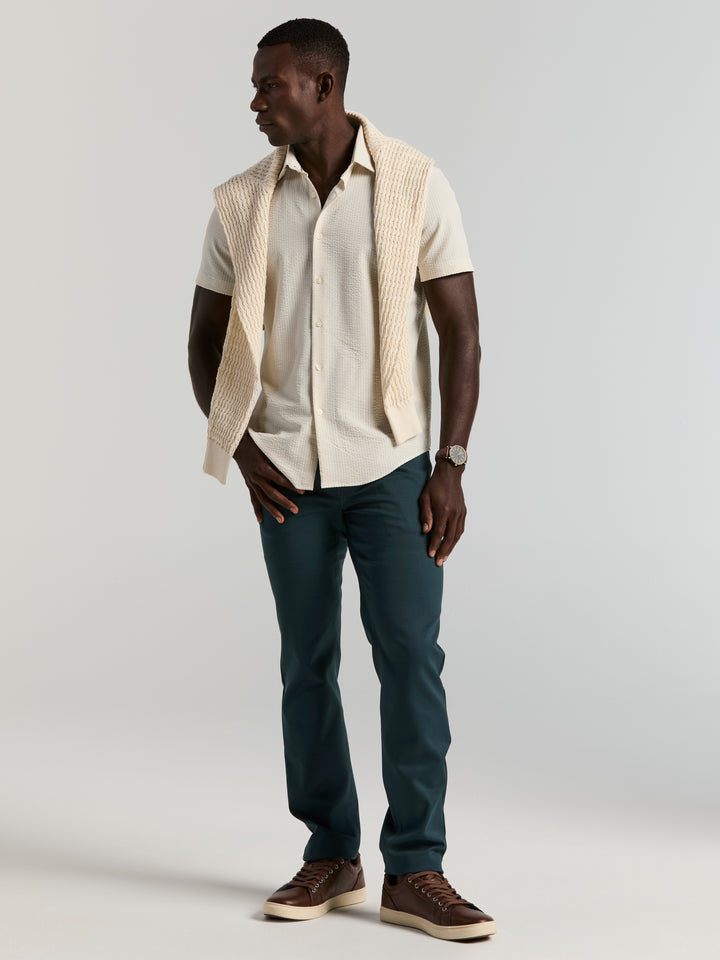 Solid Seersucker Slim Fit Shirt (Silver Birch) 