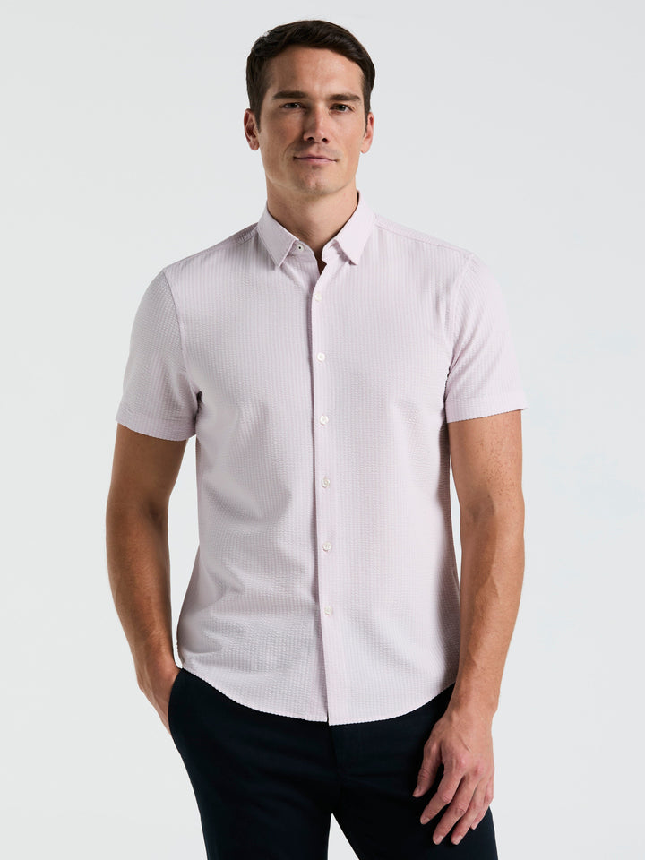 Solid Seersucker Slim Fit Shirt (Orchid Ice) 