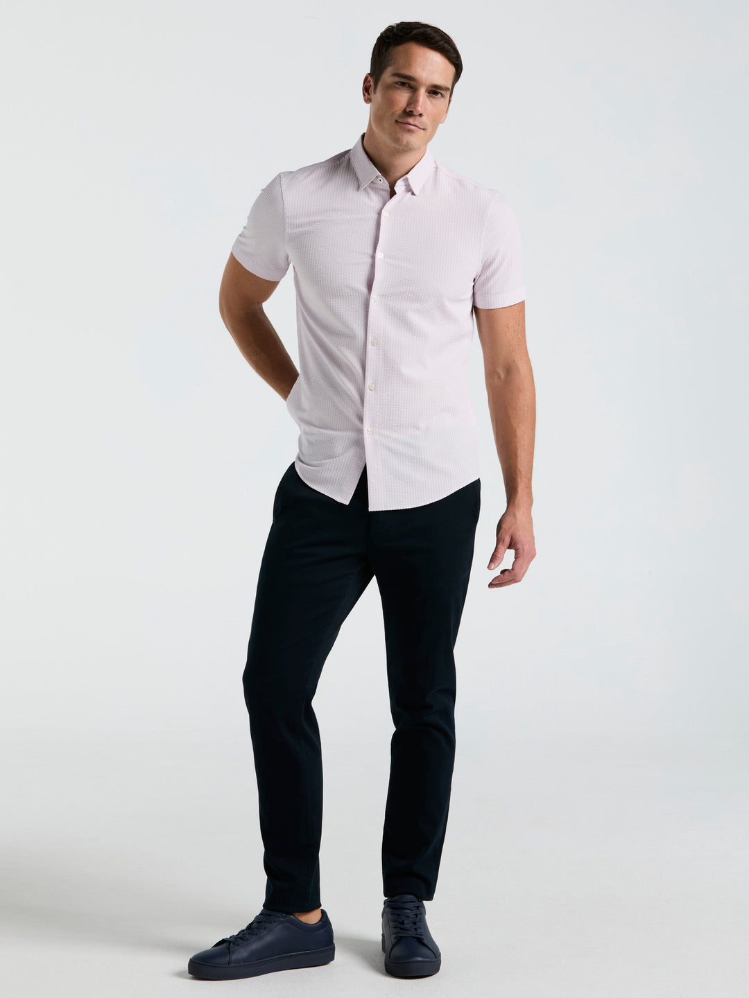 Solid Seersucker Slim Fit Shirt (Orchid Ice) 