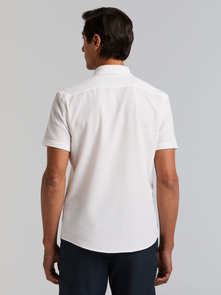 Solid Seersucker Slim Fit Shirt (Bright White) 