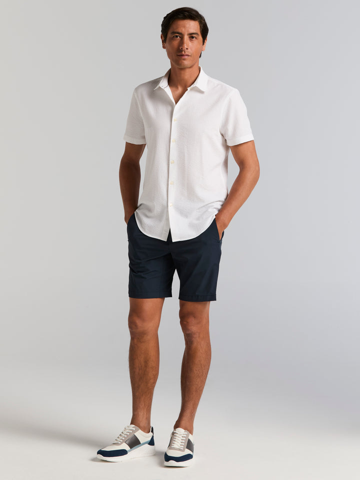 Solid Seersucker Slim Fit Shirt (Bright White) 