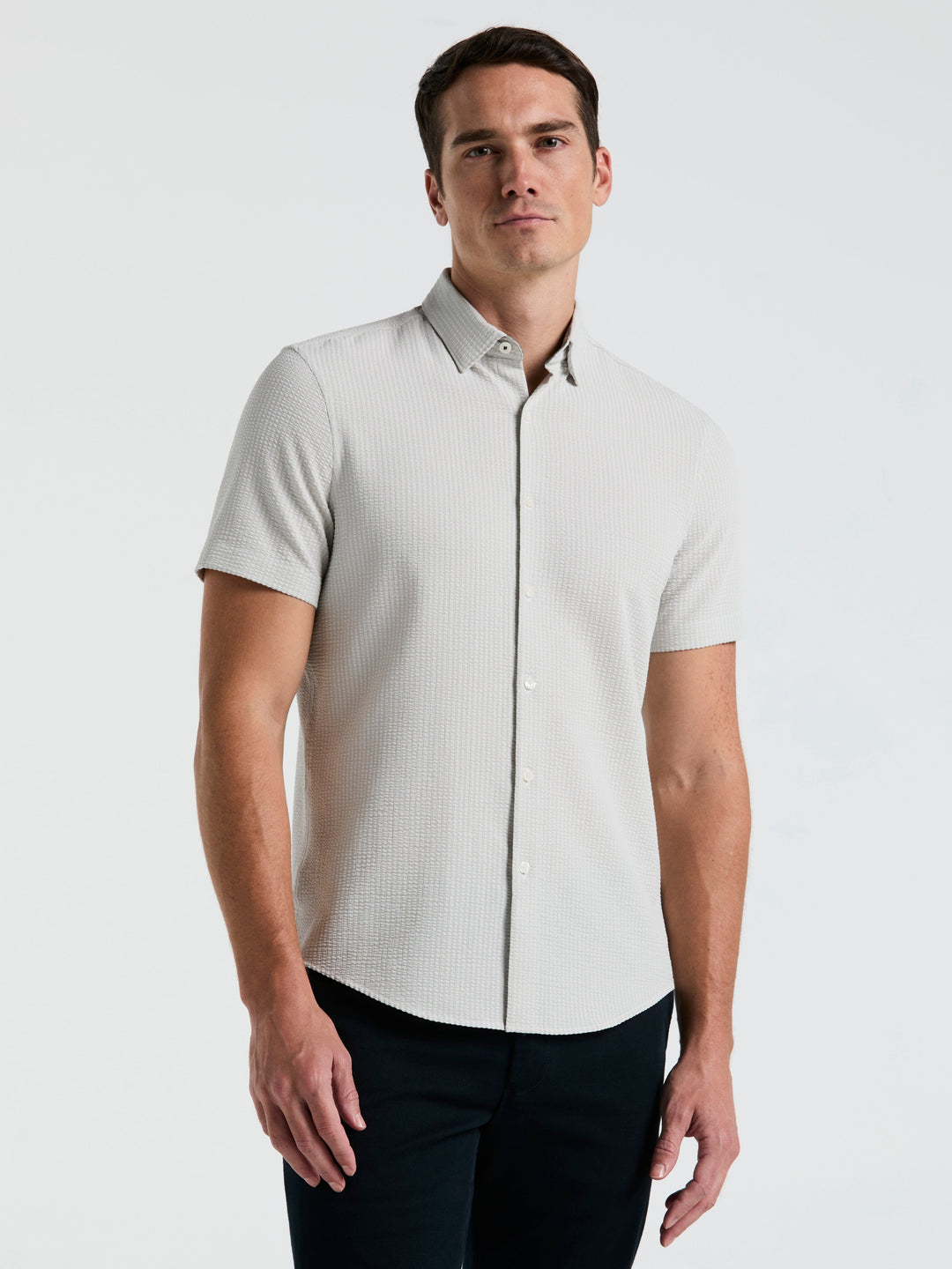 Solid Seersucker Slim Fit Shirt (Moonstruck) 