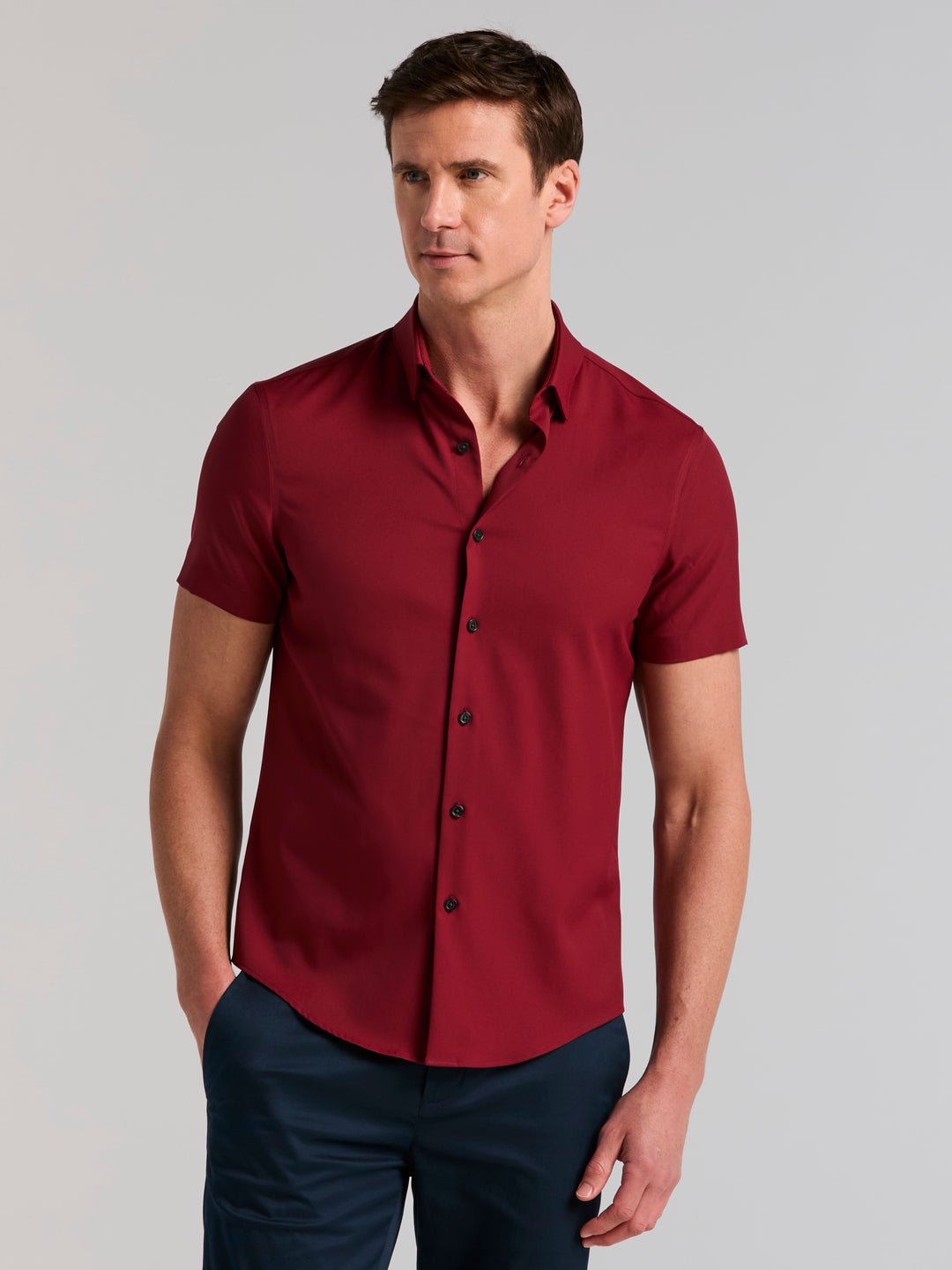 mens slim dress shirt Fit Total Stretch Midi Macy's Women's Casual ed32425 our newest button down Color:Red / Cream