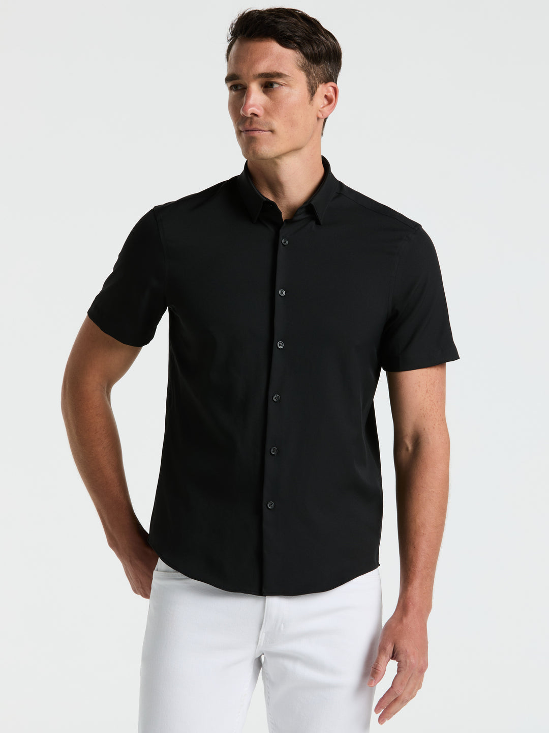 Perry Ellis Men's Slim Fit Total Stretch Solid Shirt in Dark Sapphire/blue, Size XL, 100% Polyester Short Sleeves