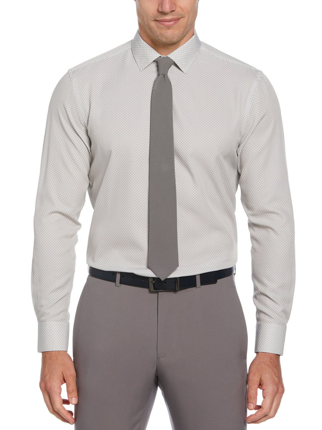 Total Stretch Square Microprint Shirt (Taupe) 