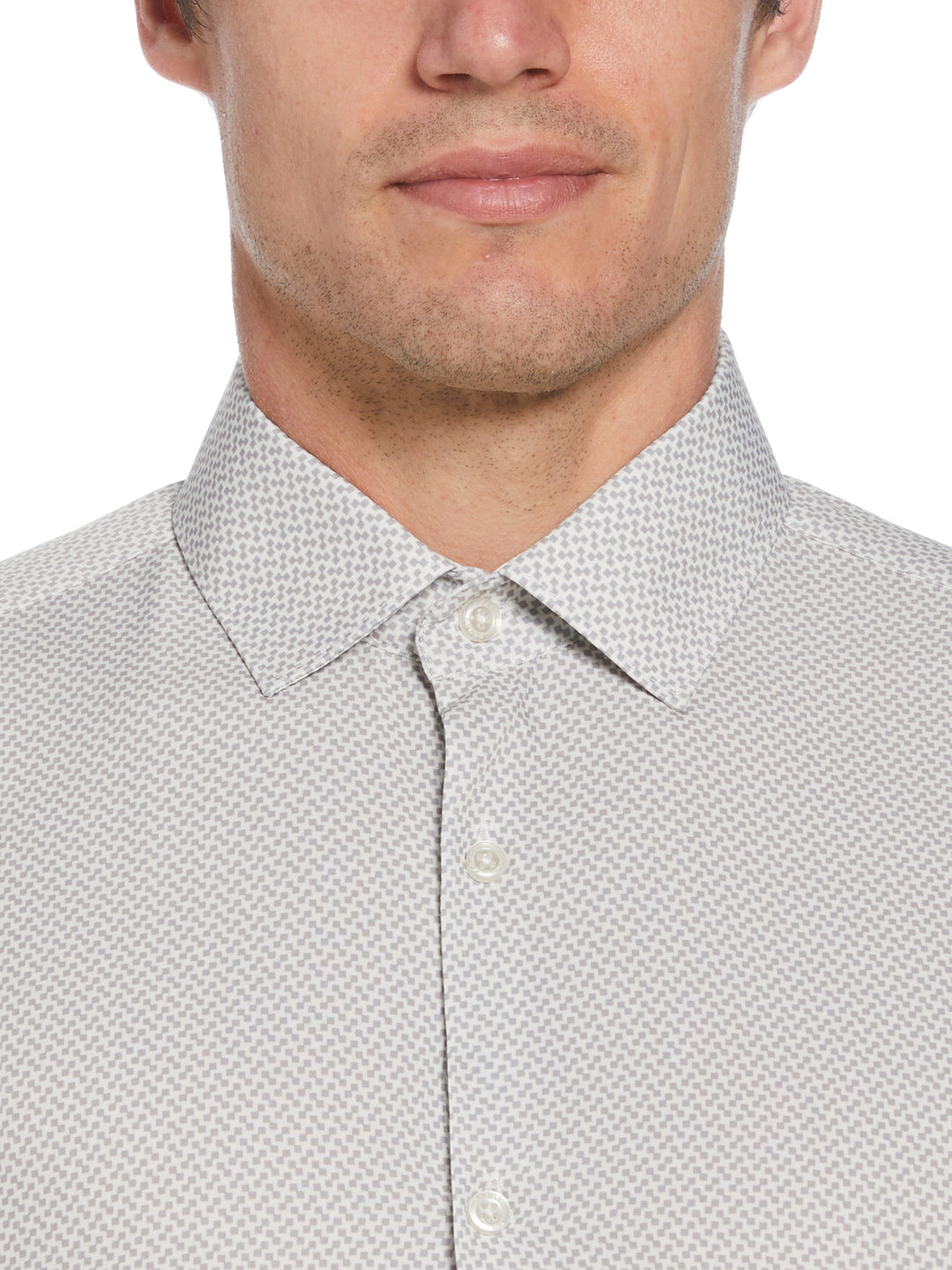 Total Stretch Square Microprint Shirt (Taupe) 