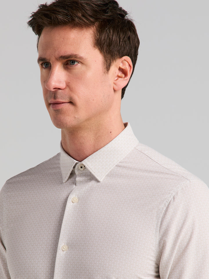 Slim Fit Stripe Dot Long Sleeve Shirt (Trench Coat) 