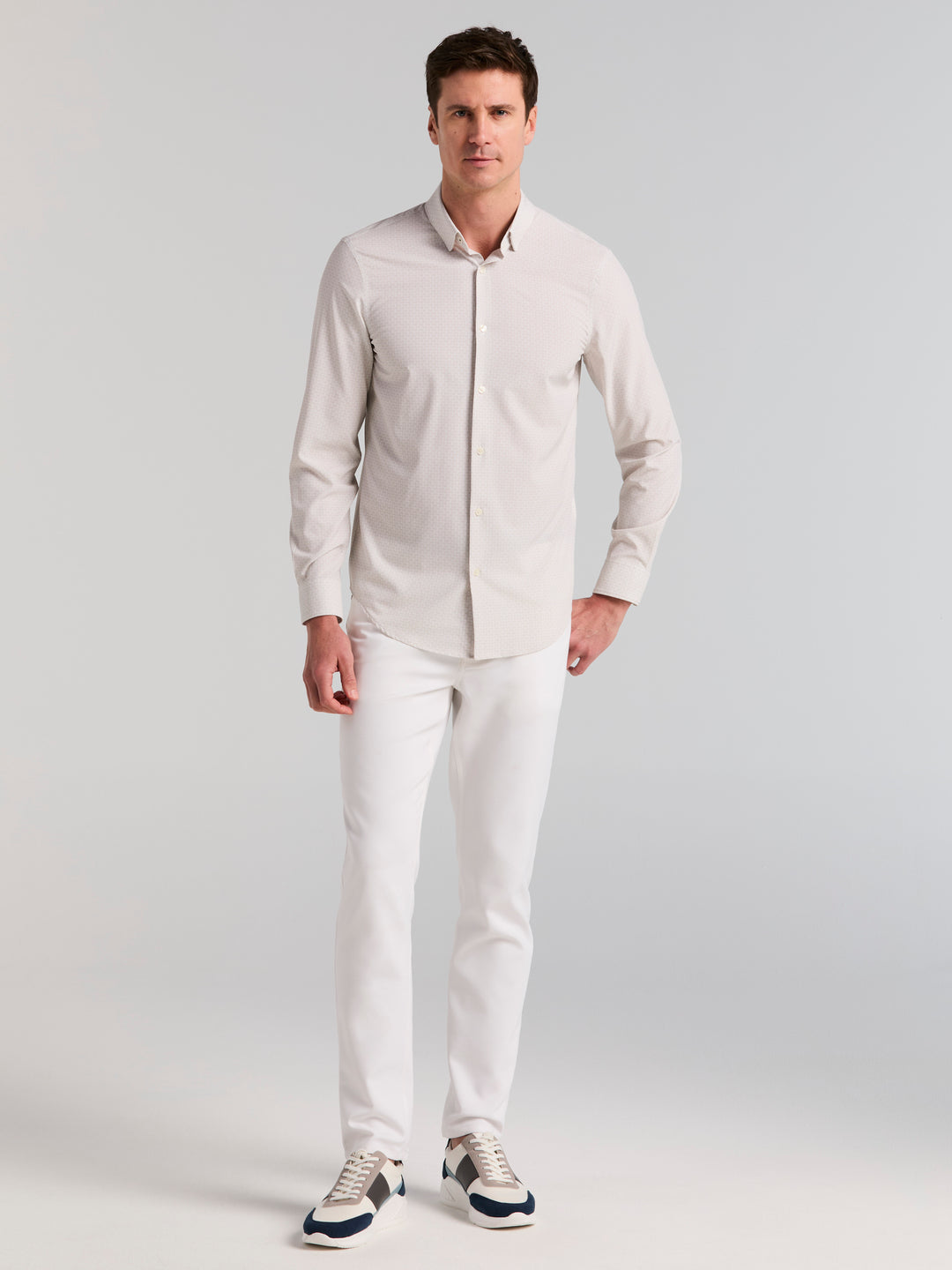 Slim Fit Stripe Dot Long Sleeve Shirt (Trench Coat) 