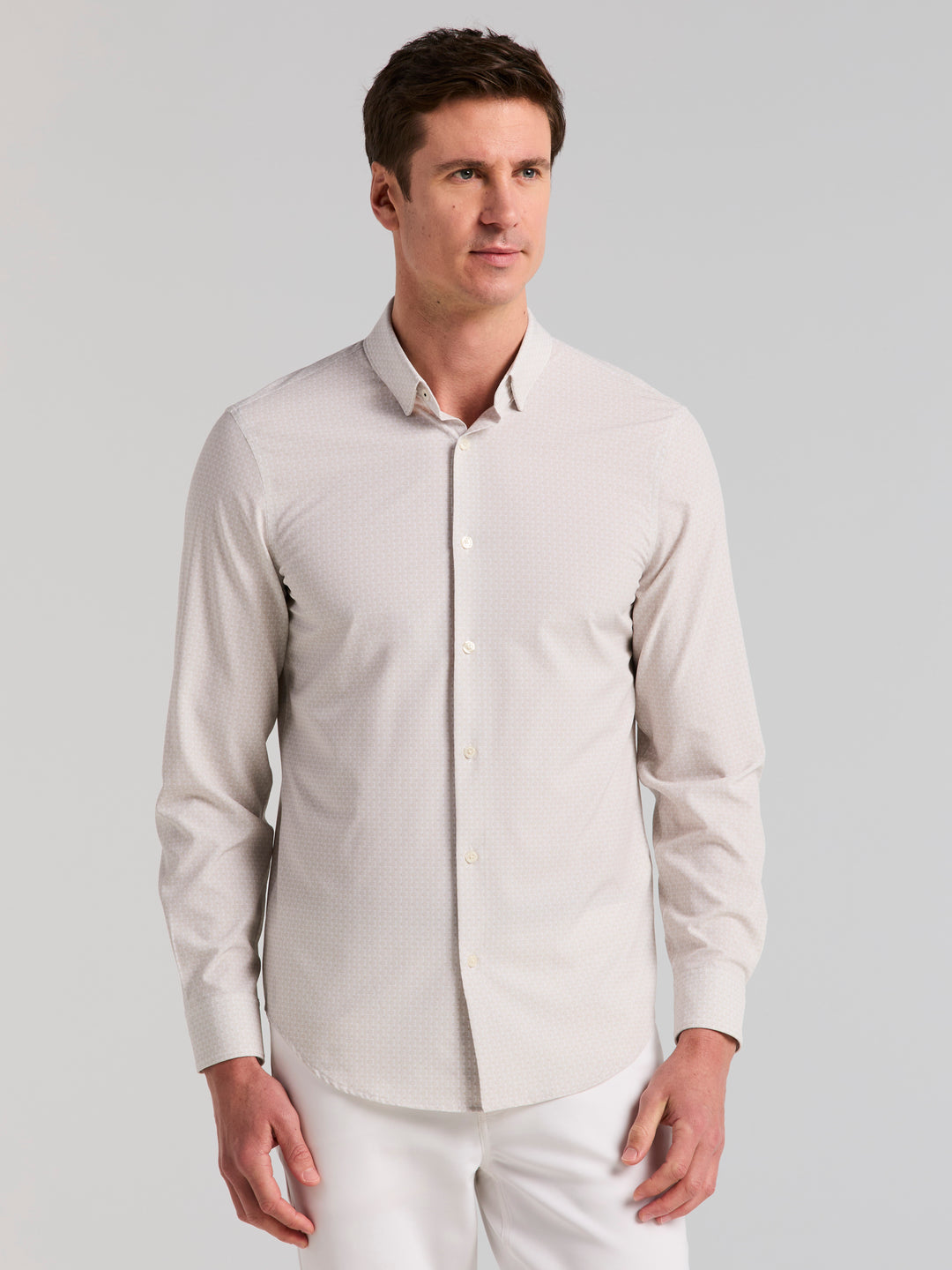 Slim Fit Total Stretch Stripe Dot Shirt – Perry Ellis