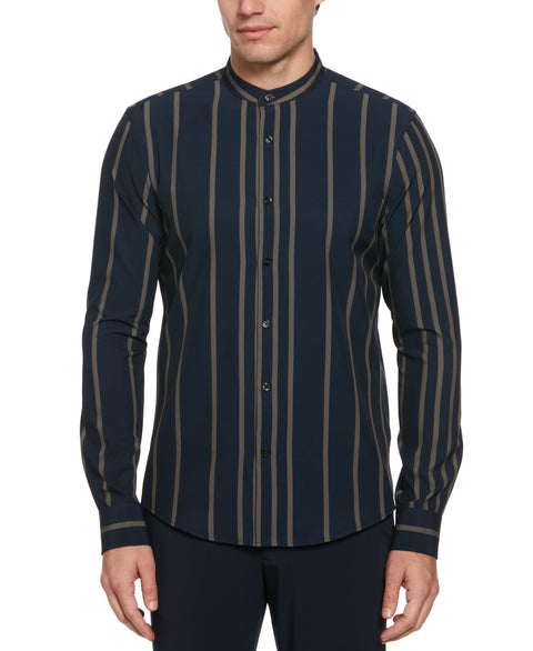 Men s Striped Shirt with Band Collar Perry Ellis