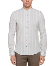 Slim Fit Total Stretch Striped Shirt with Band Collar (Lunar Rock) 