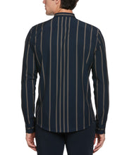 Slim Fit Total Stretch Striped Shirt with Band Collar (Elmwood) 