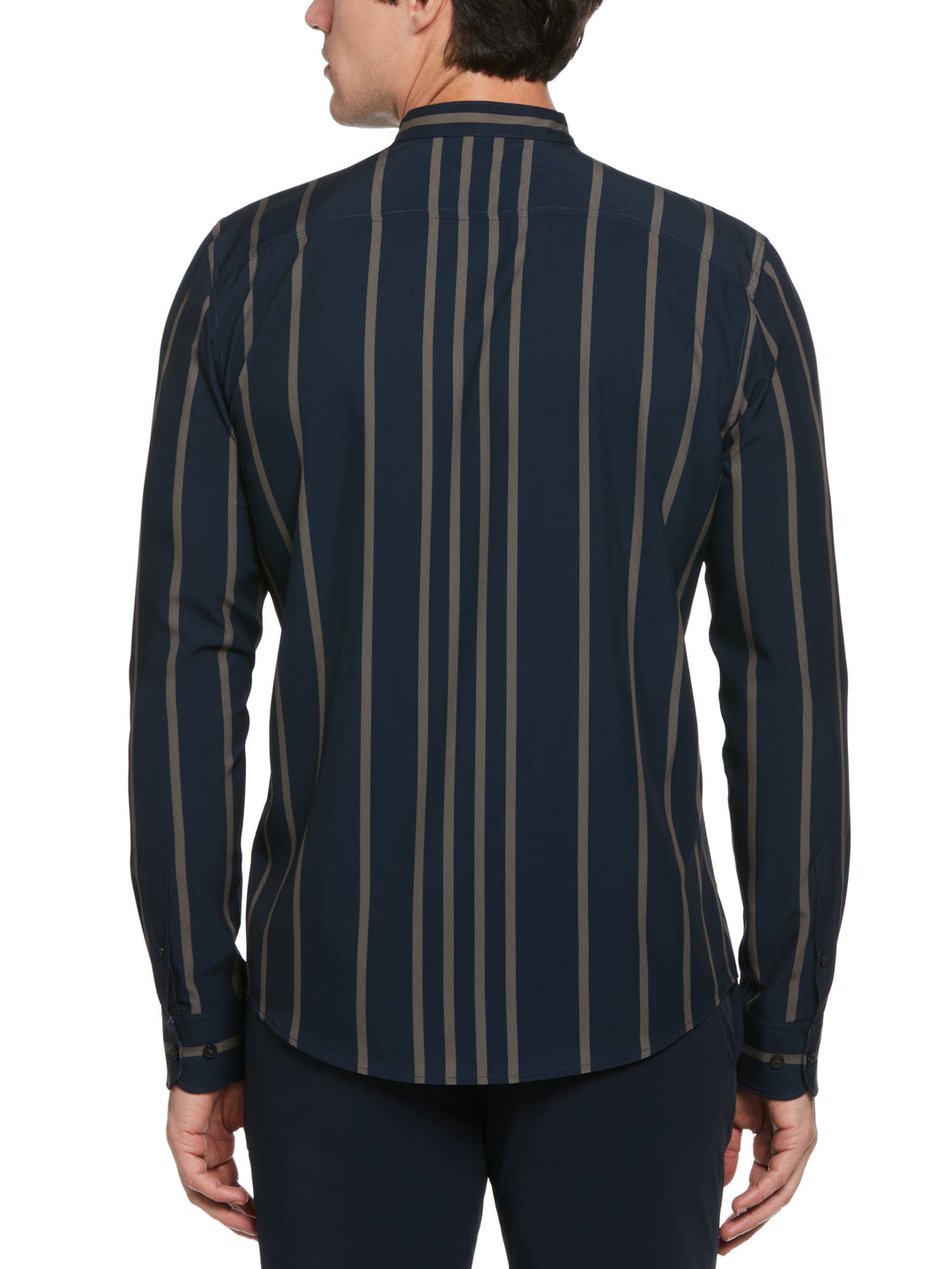 Slim Fit Total Stretch Striped Shirt with Band Collar (Elmwood) 