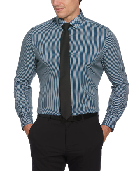 Total Stretch Tri-Color Stripe Print Shirt (Blue Wing Teal) 