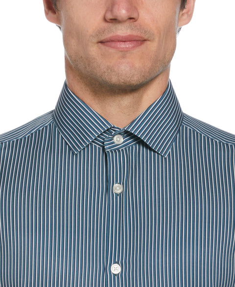 Total Stretch Tri-Color Stripe Print Shirt (Blue Wing Teal) 