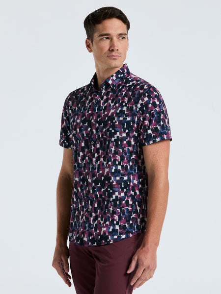 Slim Fit Total Stretch Watercolor Print Shirt – Perry Ellis