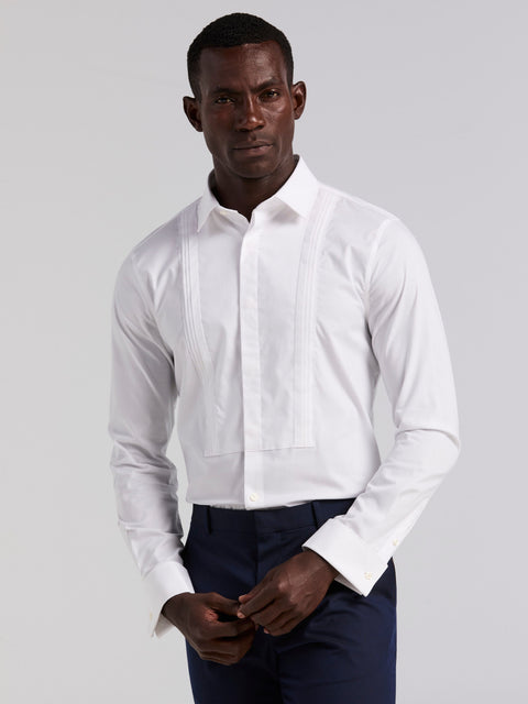 slim fit dress slacks Perry Ellis Men's Slim Fit Tuxedo Dress Shirt in Bright White, Size 14.5, Cotton/Elastane, Solid