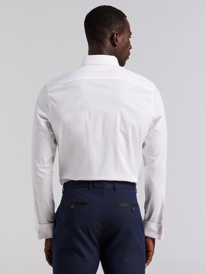 Long Sleeve Slim Tuxedo Dress Shirt (Bright White) 