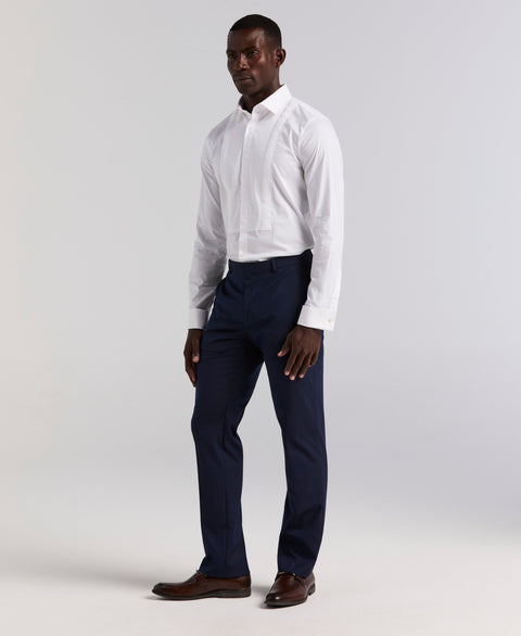 Cotton Slim Fit Dobby Long Sleeve Dress Shirt (Bright White) 