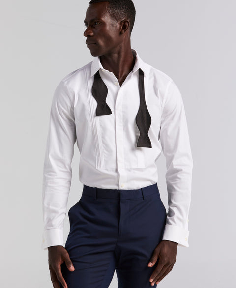 Cotton Slim Fit Dobby Long Sleeve Dress Shirt (Bright White) 
