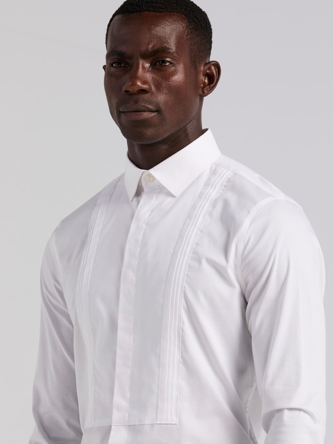 Long Sleeve Slim Tuxedo Dress Shirt (Bright White) 