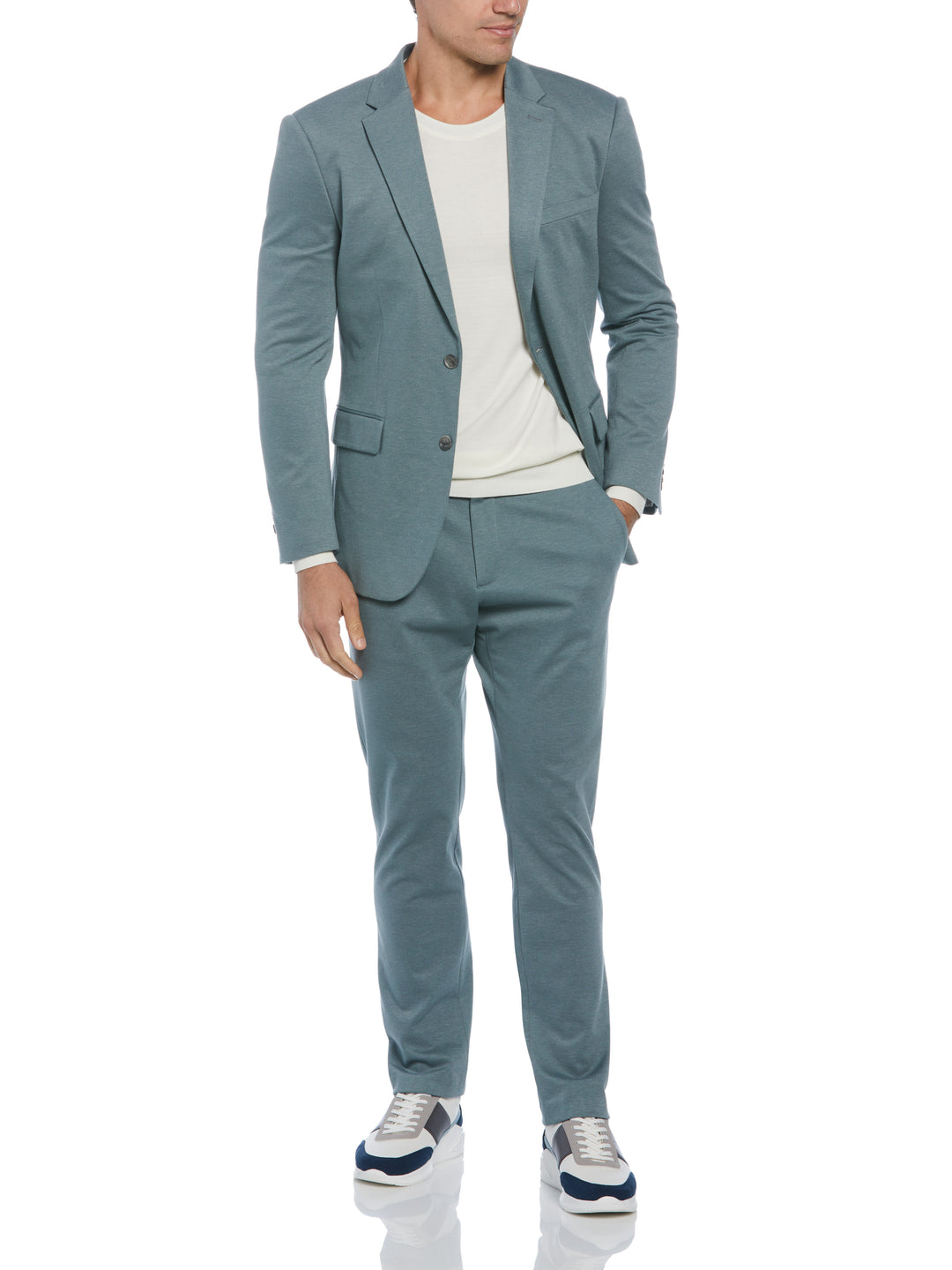 Smart Knit Two Tone Suit Jacket (Goblin Blue) 