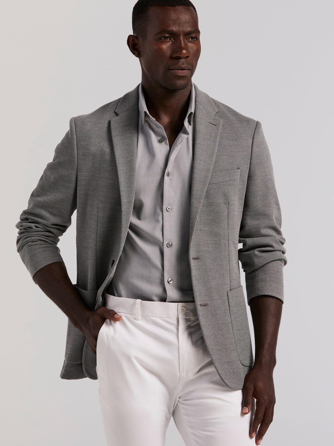 Slim Fit Unlined Textured Sport Jacket (Black) 