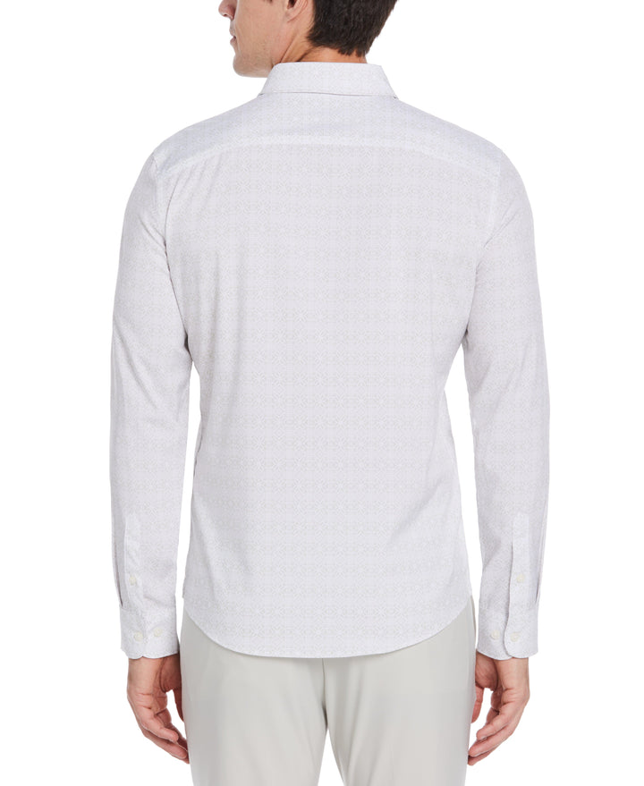 Untucked Total Stretch Slim Fit Mosaic Print Shirt (Bright White) 