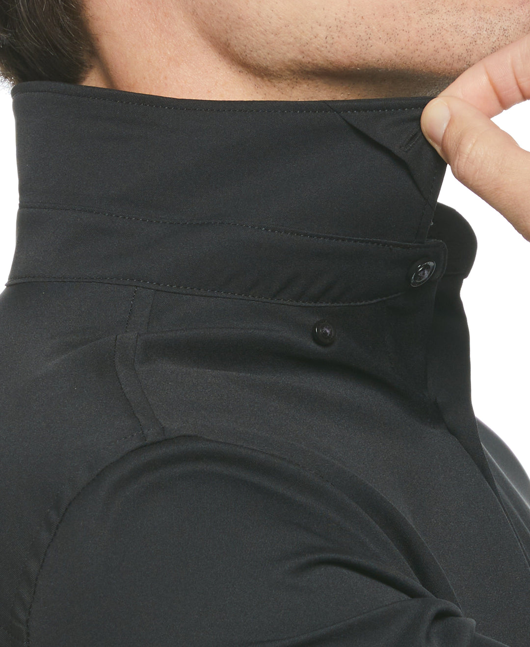 Slim Fit Untucked Total Stretch Solid Shirt (Black) 