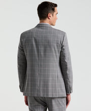 Slim Fit Grey Windowpane Pattern Suit