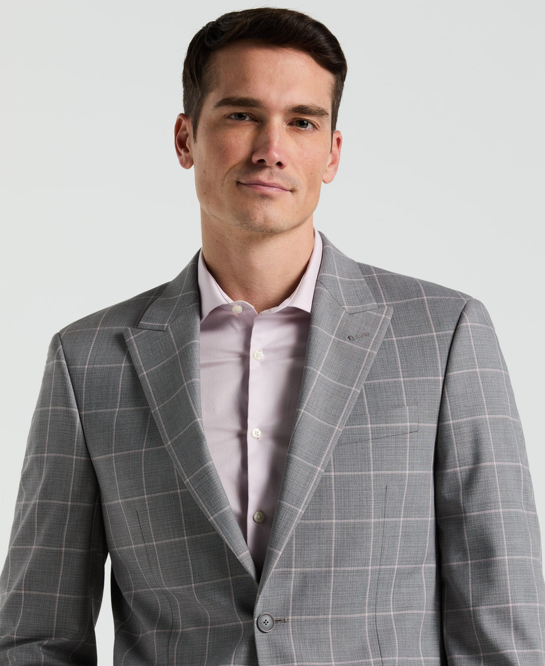 Slim Fit Gray Windowpane Pattern Suit