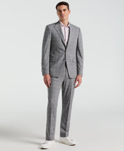 Slim Fit Grey Windowpane Pattern Suit