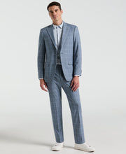 Slim Fit Windowpane Pattern Suit Pant (Blue) 