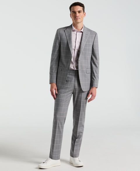 Slim Fit Windowpane Pattern Pant (Grey/Pink) 