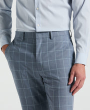 Slim Fit Windowpane Pattern Suit Pant (Blue) 