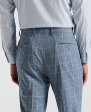 Slim Fit Windowpane Pattern Suit Pant (Blue) 