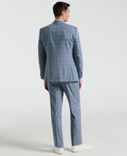 Slim Fit Windowpane Pattern Suit Pant (Blue) 