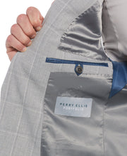 Slim Fit Windowpane Peak Lapel Suit Jacket (Charcoal) 