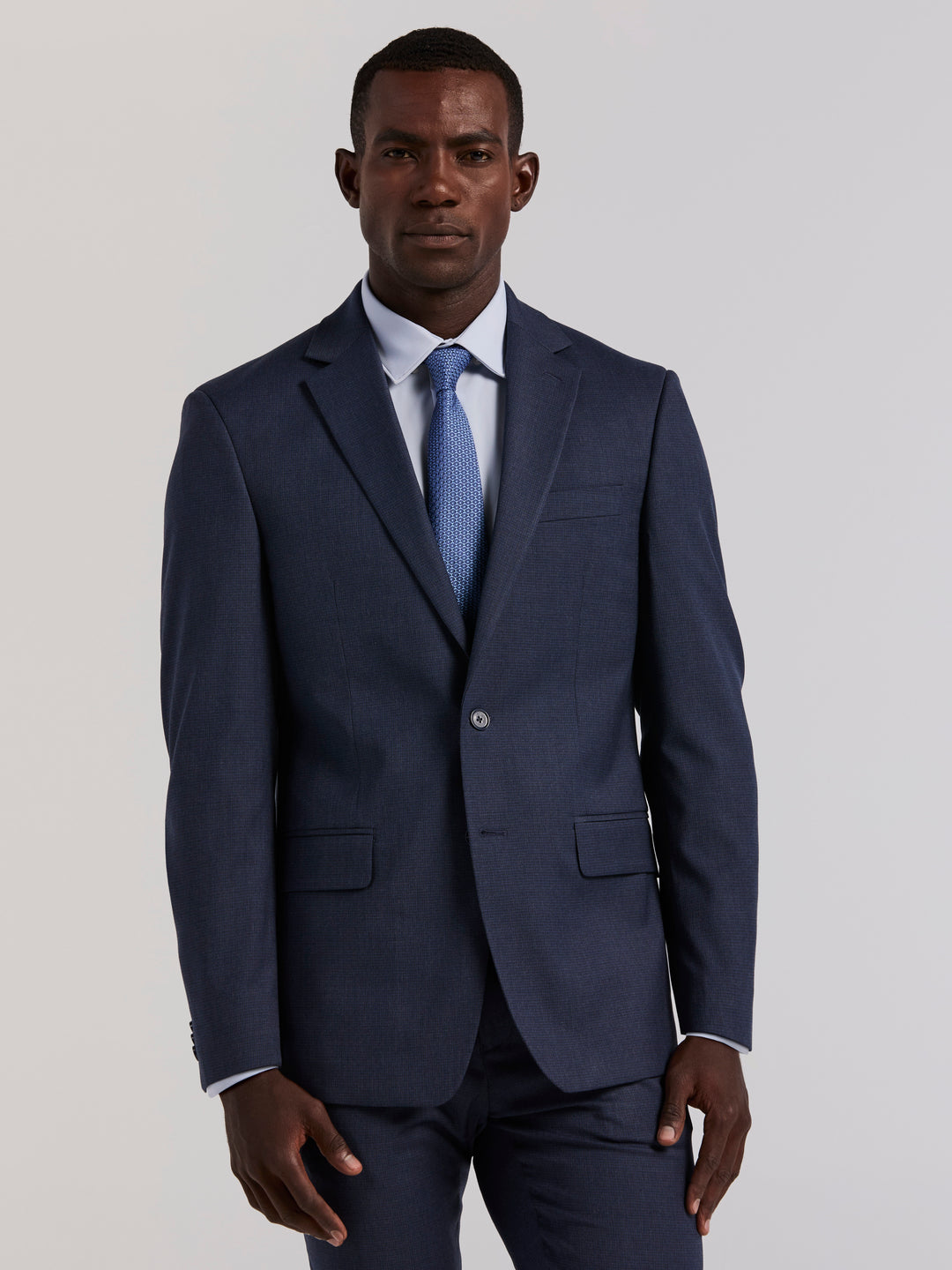 Slim Micro Print Suit Jacket (Blue) 